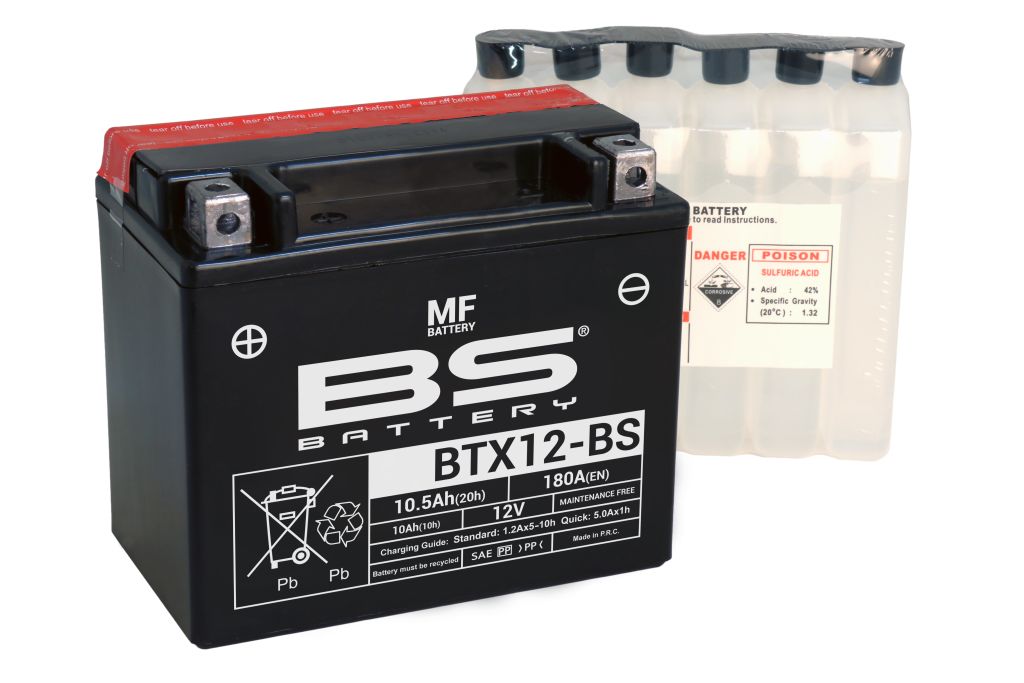 BS-battery BTX12-BS  AGM MF, 12, 10  180 A  150x87x130,  ( +/- ), (YTX12-BS) 300603