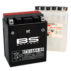 BS-battery BTX14AH-BS  AGM MF, 12, 12   135x90x167,  ( +/- ), (YTX14AH-BS, YB14-A2, YB14-B2) 300606