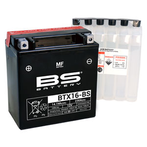 BS-battery BTX16-BS  AGM MF, 12, 14   150x87x161,  ( +/- ), (YTX16-BS) 300609