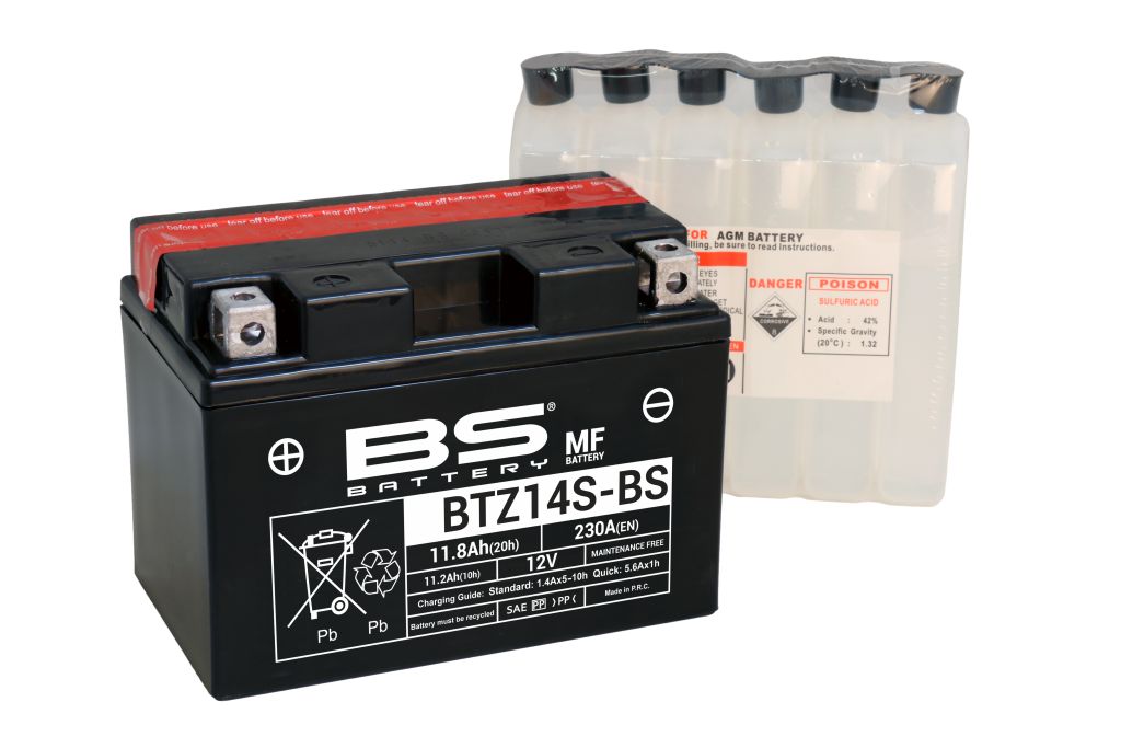 BS-battery BTZ14S-BS  AGM MF, 12, 11.2  230 A  150x88x110,  ( +/- ), (YTZ14S) 300698