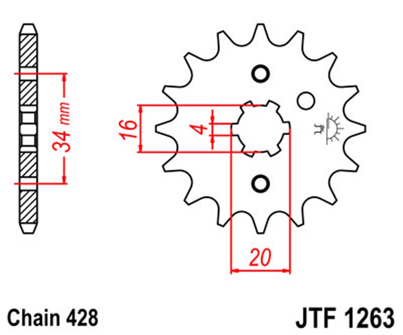 JT   JTF1263.14  Suzuki RM85 02-19, RM80 86-01, Yamaha XT225 Serow 92-07, YBR125 05-06, XT125 80-07 JTF1263.14