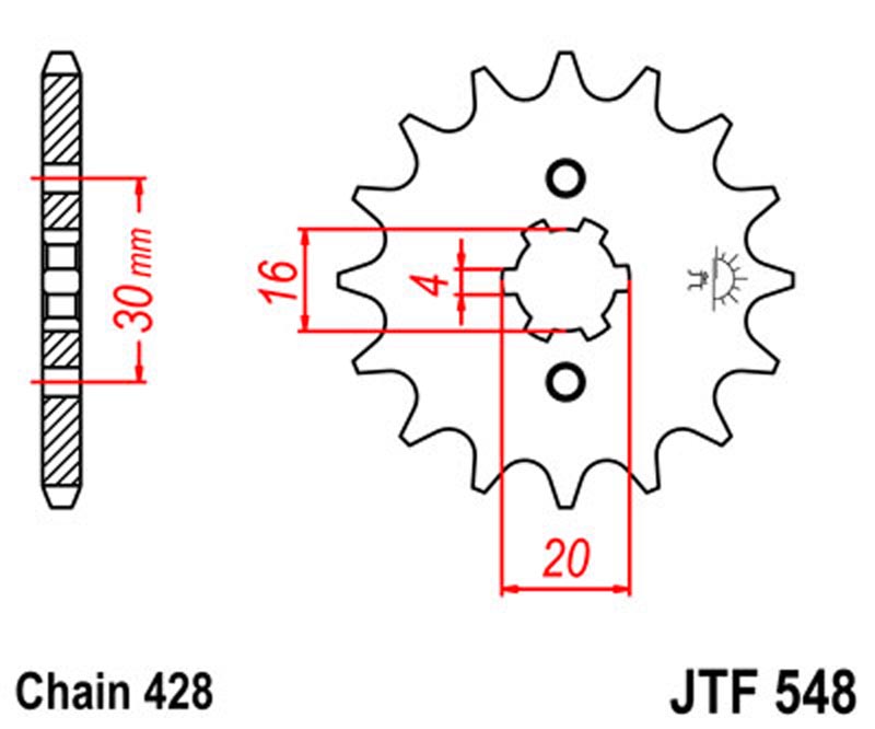 JT   JTF548.14  Yamaha TT-R125 00-21, YBR125 07-15, XT125R 08-11, XT125X 08-11, SR125 82-97, ATV YFM125R Raptor 11-13 JTF548.14