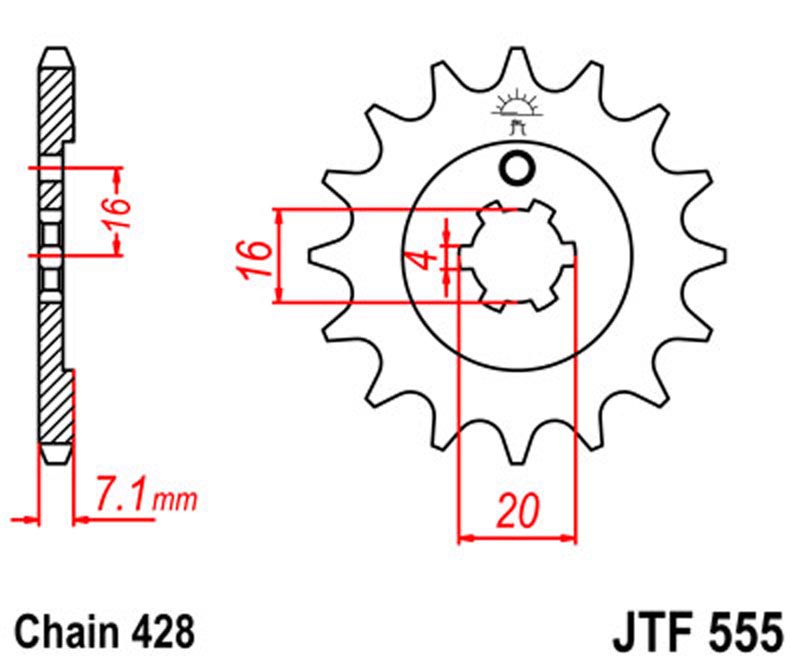 JT   JTF555.15 Kawasaki KX65 00-20, KX85 01-02, KX100 91-02, KX80 86-00, Suzuki RM65 03-05, Yamaha TT-R225 99-04, FZR80RR 92-94, YBA125 Enticer 07-09 JTF555.15