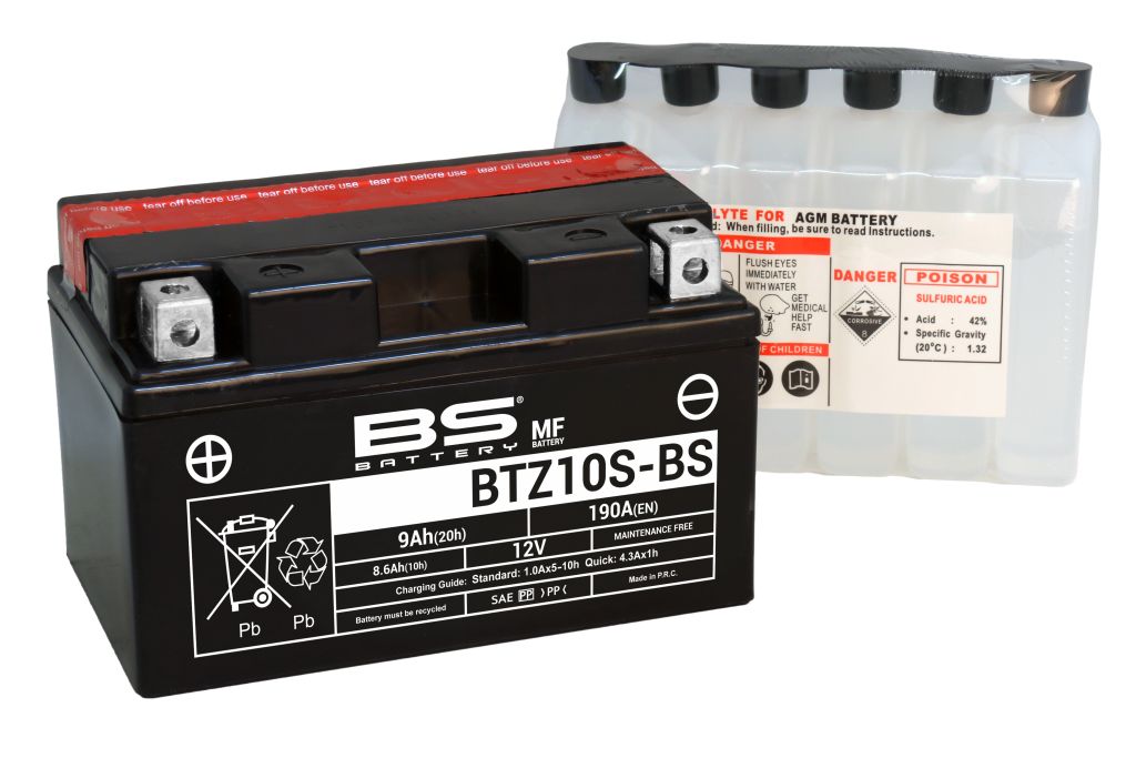BS-battery BTZ10S-BS  AGM MF, 12, 8.6  190 A  150x88x93,  ( +/- ), (YTZ10S) 300696