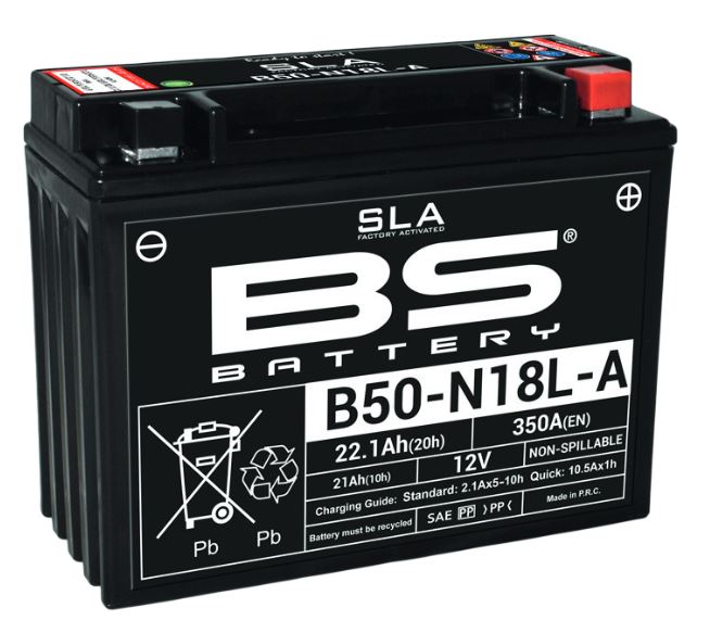 BS-battery B50N18L-A/A2 (FA)  AGM SLA, 12, 21 , 350  205x87x162,  ( -/+ ) (Y50-N18L-A) 300833