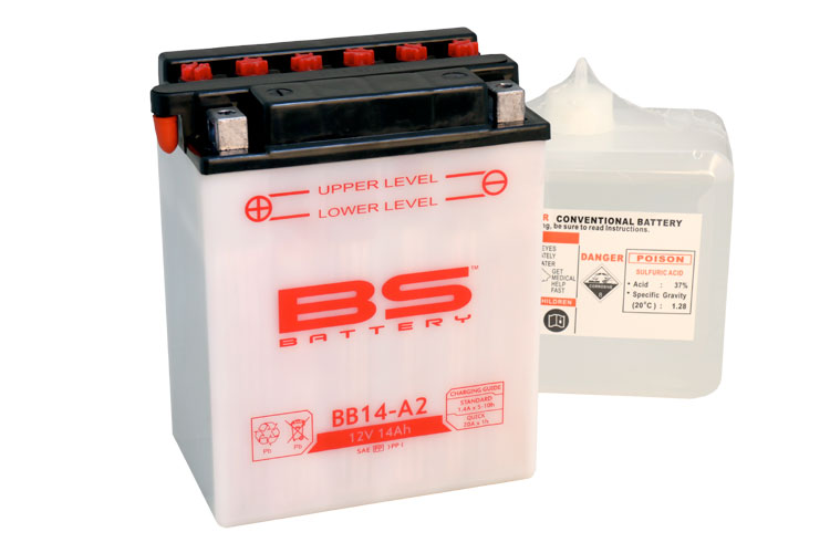 BS-battery BB14-A2  DRY, 12, 14  175 A  134x89x166,  ( +/- ), (YB14-A2) 310567