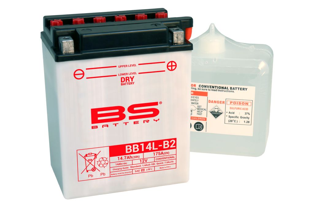 BS-battery BB14L-B2  DRY, 12, 14   134x89x166,  ( -/+ ), (YB14L-B2) 310570