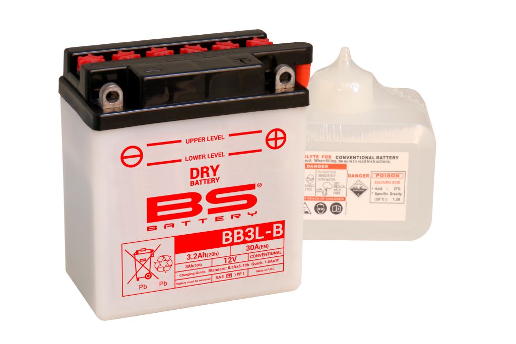 BS-battery BB3L-B  DRY, 12, 3  30 A 98x56x110,  ( -/+ ), (YB3L-B) 310588