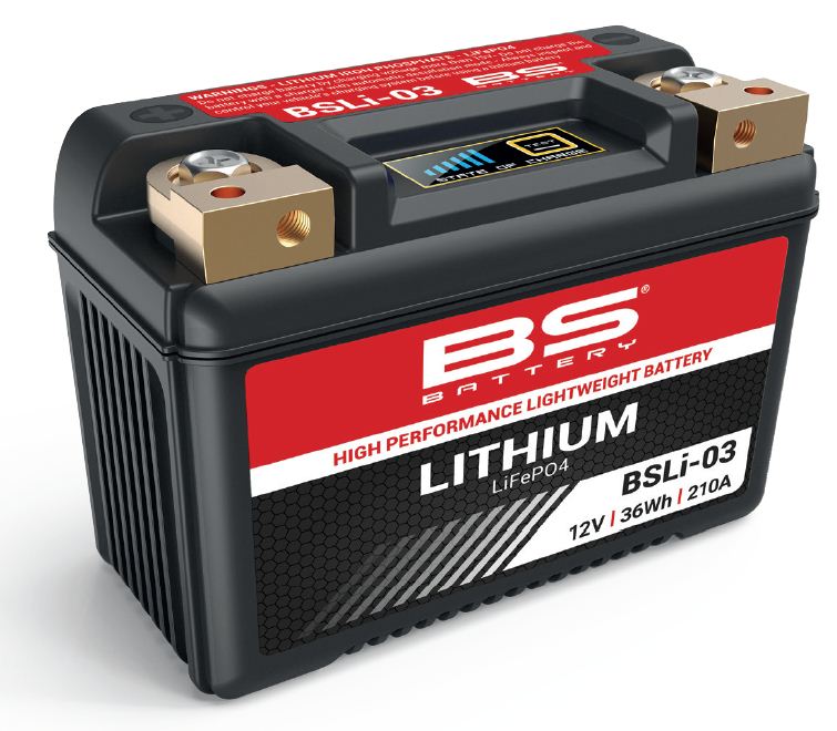 BS-battery BSLI-03   - BS-Lithium 12 3 , 36 Wh, 210A 134x65x92,  ( +/- )  (YB9-B, YT9B-4, YT7B-BS, YT9B-BS, YTX9-BS, YTX7A-BS) 360103