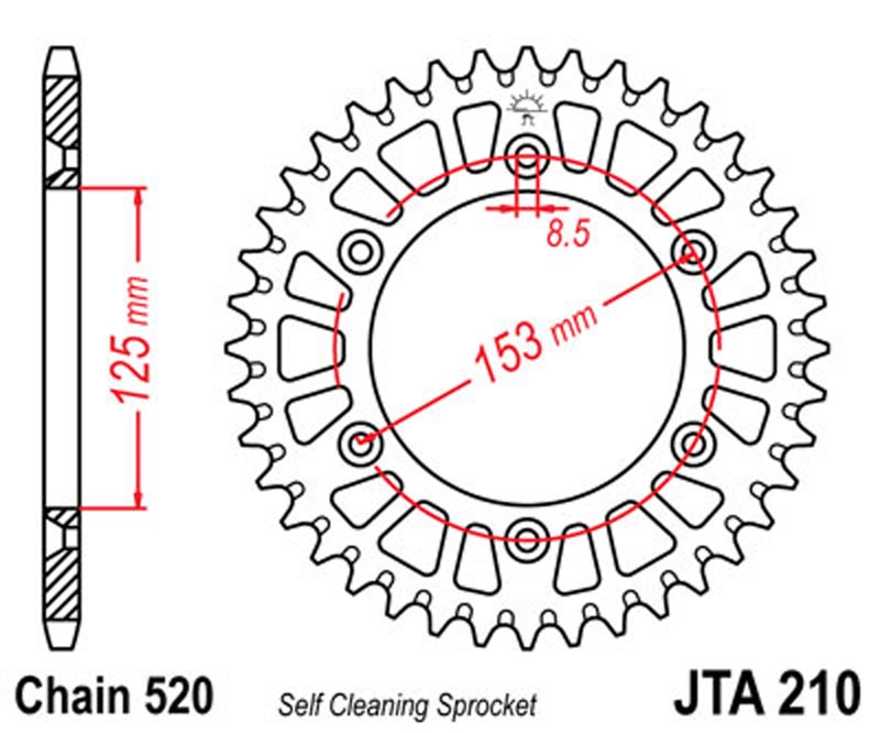 JT    JTA210.42 Honda CRF250 04-20, CRF400 02-20, XR250/XR400 96-04, CR250 84-08, CR500 84-01, KAYO K6, T4, T6 JTA210.42