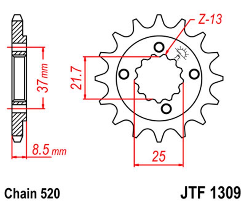 JT   JTF1309.13 Honda XR650L 93-20, XR600 91-94, ATV Honda TRX400 05-14, ATV Polaris 500 Predator 03-07 JTF1309.13