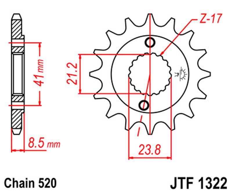 JT   JTF1322.13  Honda XR400 96-04, CRM250 91-99, ATV TRX400 EX Sportrax 99-04 JTF1322.13