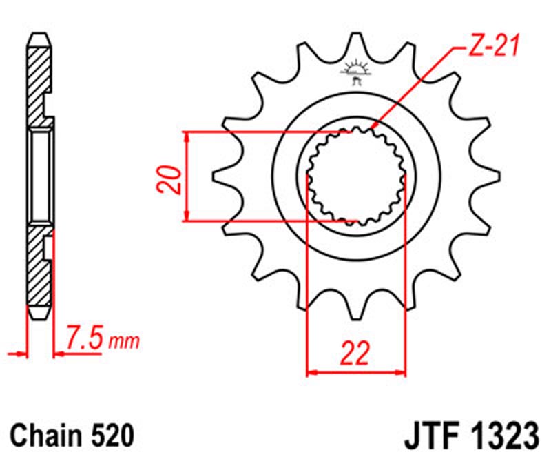  JT   JTF1323.12 Honda CR125 04-07, CRF250R 04-17, CRF250X 04-17 JTF1323.12