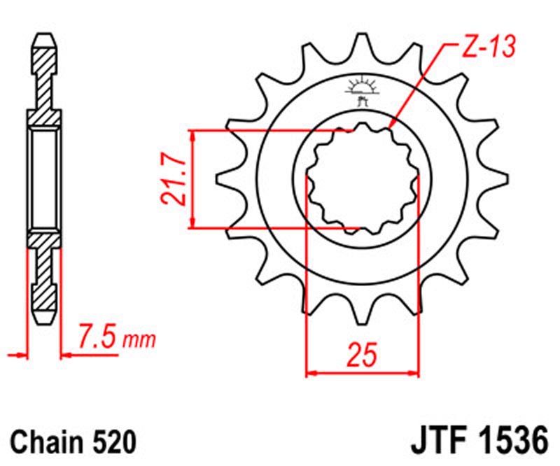 JT   JTF1536.14 Kawasaki ZX-6R Ninja 07-20, ATV Kawasaki KSF450 08-14 JTF1536.14