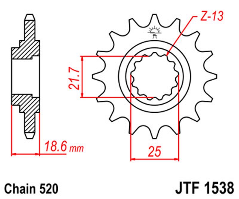 JT   JTF1538.15RB Kawasaki Z750 04-12, Z750R11-12 Z750S 05-06, Z800 (Z800e) 13-16 JTF1538.15RB