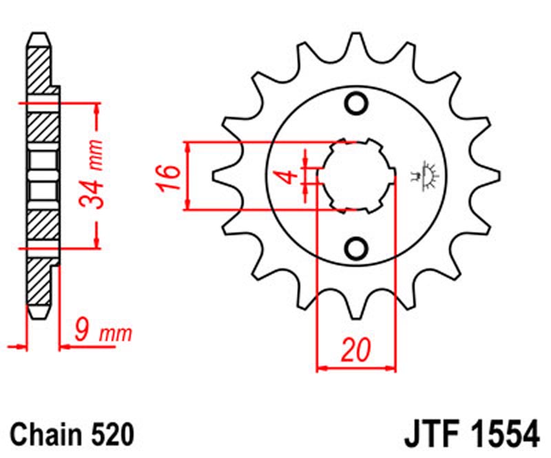 JT   JTF1554.14 Yamaha TT-R230 05-20, ATV Yamaha YFS200 Blaster 88-06, Hyosung GT250 04-15, GV250 04-15 JTF1554.14