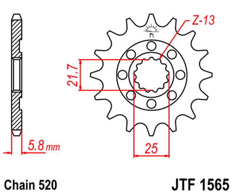  JT   JTF1565.13 Kawasaki KX450F 06-18, KX450 19-20, KLX450R 08-20 JTF1565.13