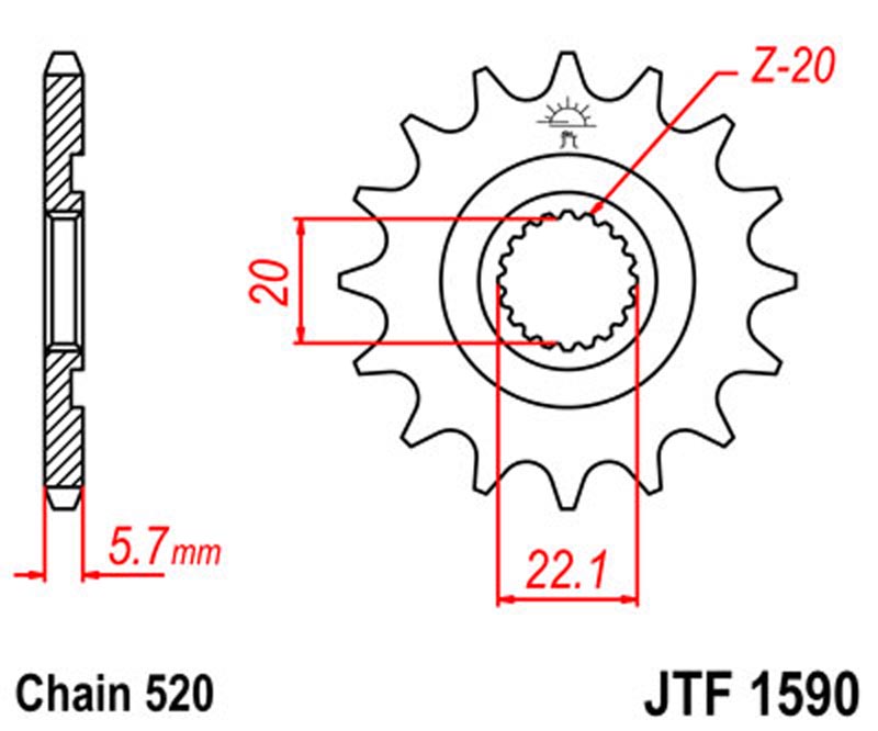 JT   JTF1590.13SC Yamaha YZ125 05-20, WR250 01-20, YZ250 01-20  JTF1590.13SC