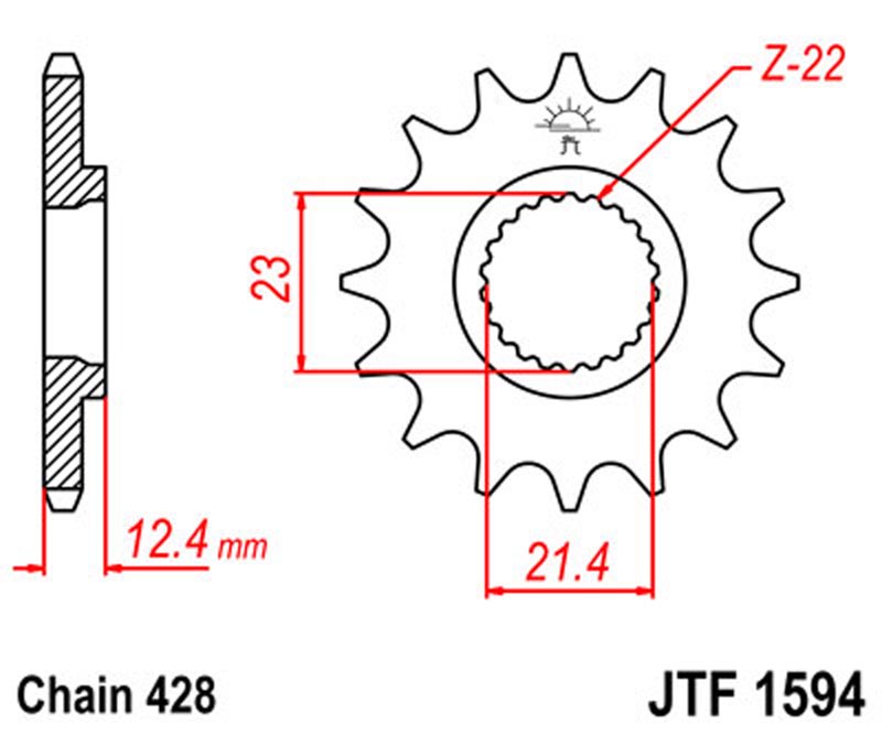 JT   JTF1594.15  Yamaha XT250 X Serrow 08-21, YBR250 07-11, XG250 Tricker 05-07 JTF1594.15