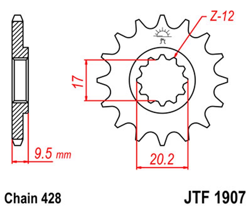 JT   JTF1907.14  KTM 85SX 04-17, 85XS 08-09, 105SX 07-11, 105XS 08-09, Husqvarna 85TC 15-17 JTF1907.14