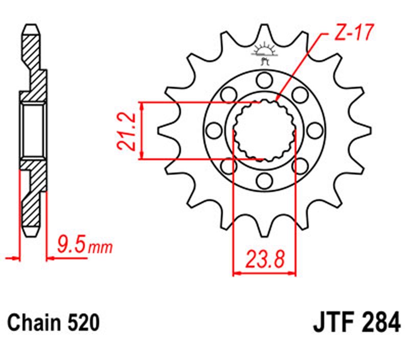 JT   JTF284.13SC Honda CRF450 02-20, CR250  92-08, CR500 88-01, ATV TRX450 R  04-14, TRX700 08-09 JTF284.13SC