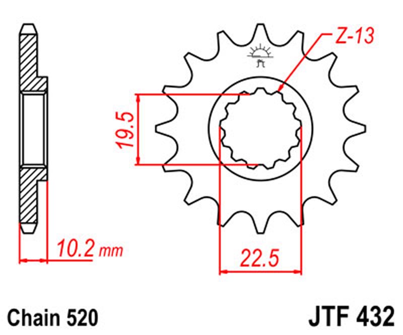 JT   JTF432.14SC  Suzuki DR-Z400 00-20, DR200 86-20, RM250 82-12, DR-Z250 01-07, DR350 94-99, KAYO T6, K6 ZS177MM NC250 JTF432.14SC