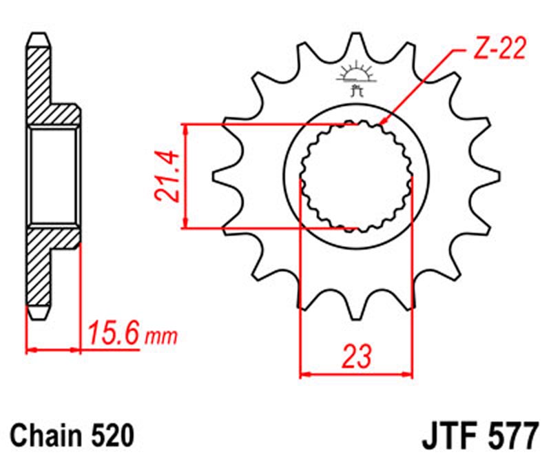 JT   JTF577.15  Yamaha XT600 87-95, XTZ660 Tenere 91-98, TT600R 98-03, SZR660 96-98, SRX400 JTF577.15