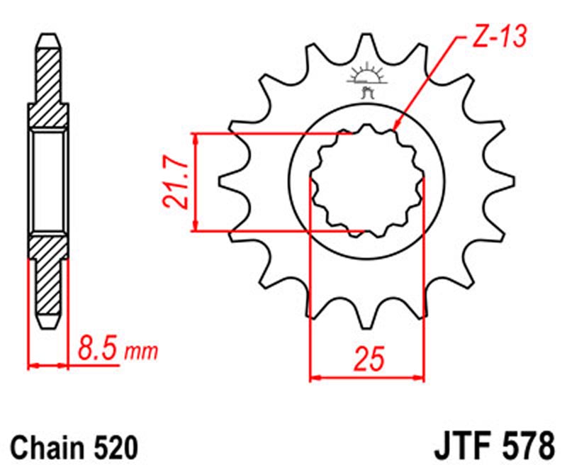  JT  JTF578.17 Yamaha XTZ750 Super Tenere 90-98, FZR400 88-95, SR500 91-00 JTF578.17