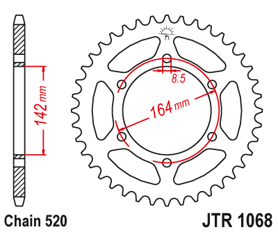 JT   JTR1068.46 Hyosung GT250 R Sport  04-08, GT250 Comet  06-10, GT250 i Naked EFI 11-15, GT250 R EFI  11-15 JTR1068.46