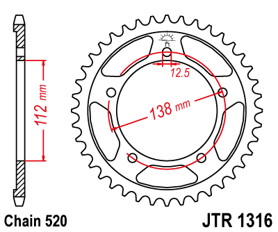 JT   JTR1316.41  Honda NC700 12-16, NC750 14-20, CB500 13-20, CBR500RA 13-19, CBR500R 13-20, CT700 14-16, CTX700 14-18 JTR1316.41