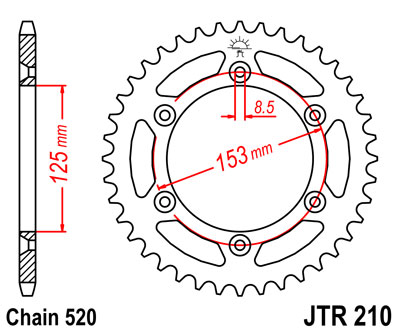 JT   JTR210.48  Honda CRF250 04-20, CRF400 02-20, XR250/XR400 96-04, CR250 84-08, CR500 84-01, KAYO K6, T4, T6 JTR210.48