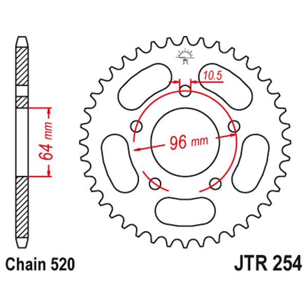 JT   JTR254.37 Honda CBF250 04-05, CBF250 06, XL200 81-83, XR200 81-83 JTR254.37