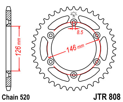 JT   JTR808.46 Suzuki DR-Z400 00-20, RM-Z250 07-20, RM-Z450 08-20, RM250 81-11, DR-Z250 01-07, DR350 90-99, RM125 85-05 JTR808.46