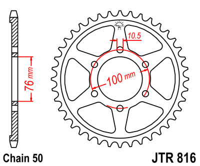 JT   JTR816.45 Suzuki GSX-R750 90-95, RF900 94-00, GSF1200 Bandit 95-05, GSX-R1100 89-98, GSX750 84-03, GS550 78-86 JTR816.45