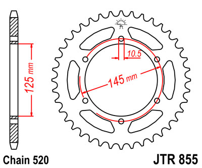 JT   JTR855.45 Yamaha MT-03 06-12, XT660R 04-15, XT660X Super Motard 04-15, XTZ660Z Tenere 08-15, XJ600 Diversion 92-03, XTZ750 Super Tenere 90-98 JTR855.45