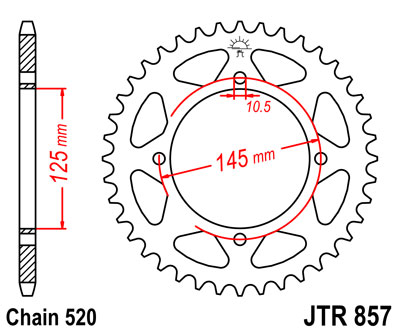 JT   JTR857.45 Yamaha XT600 Tenere 83-03, XTZ660 Tenere 91-98, XV250 89-20,  XVS125 Drag Star 00-04, XV125 Virago 97-01, TT600 04 JTR857.45