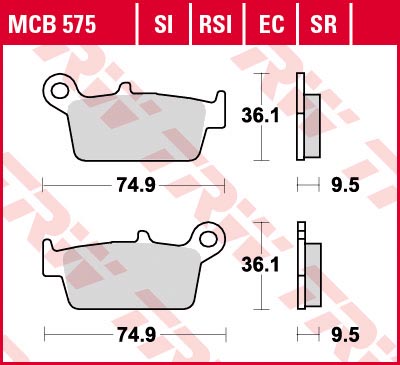    TRW MCB575  Honda CRF230L 08-10, XR600R 91-99, XL250R Baja 88-91, XLR250R 94-, Yamaha WR125 98-07  MCB575
