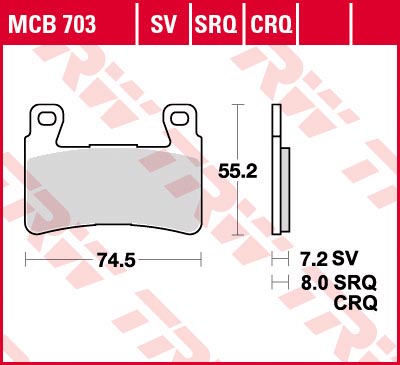    TRW MCB703 Honda CB400 Super Four 08-, CBR600F 99-07, CBR600RR 03-04, CBR900RR 98-03, VTR1000 00-07, CB1100 14-16, CB1300 01-09 MCB703